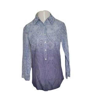 Style & CO. Petite Button Up Collared Shirt ~ Sz 8P ~ Puple ~ Long Sleeve